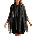 thumbnail image 3 of 1 Piece Hollow Lace Shawl for Women, Tassel-Trimmed Sun Protection Cover-Up with Open Front Design for Beach & Vacation Black, 3 of 5