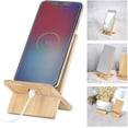 thumbnail image 3 of Soporte de bambú para teléfono móvil con orificio de carga, soporte de madera desmontable para teléfono móvil, escritorio, tableta, estación de acoplamiento para iPhone, iPad y todos los teléfonos, 3 of 5