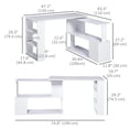 thumbnail image 3 of HOMCOM Bureau d'Angle Rotatif à 360° pour PC Portable, Poste de Travail, Étagère de Rangement, Blanc, 3 of 10