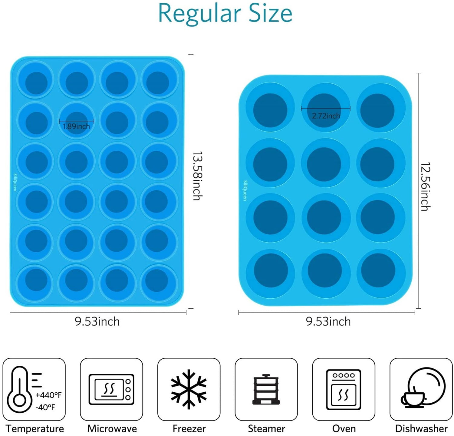 Kepooman Mini 24 Cups Non-Stick Silicone Mold for Baking, Blue Kepooman Mini 24 Cups Non-Stick Silicone Mold for Baking, Blue