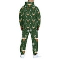 thumbnail image 6 of Men's Casual Christmas Printed Long-sleeved Hooded Sweatshirt and Sweatpants Two-piece Set, Fleece-Lined for Holiday Gifts Winter Sports and Festive Events,Army Green,L, 6 of 6