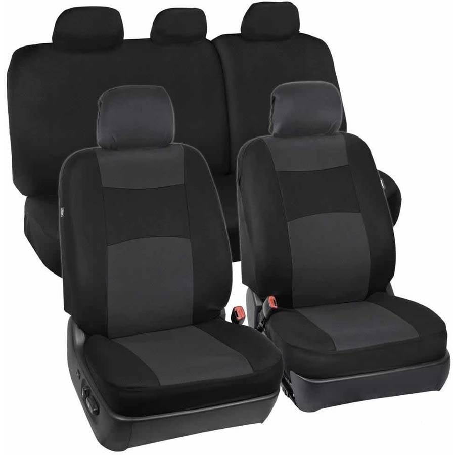 Magiona Car Seat Covers Full Set 9pc Sideless Front and Split Bench Back Seat Cover Set Easy Install Universal Fit for Car Auto Truck Van SUV Black