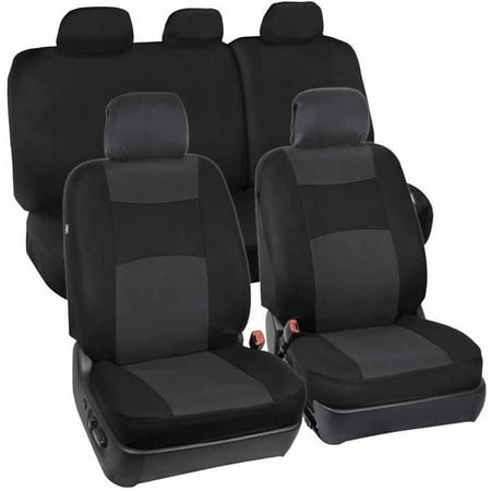 BDK Car Seat Covers 9-Piece Polyester Cloth 2 Front and 60/40 Split Rear (Best Way To Clean Cloth Seats)