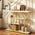 thumbnail image 2 of Gymax 4-Tier Console Table w/Storage Shelves Circle Base Accent Behind Couch Table White & Gold, 2 of 10