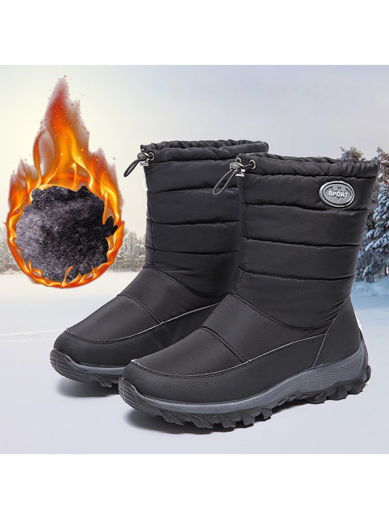 Woobling Women's Snow Boots Wide Width Winter Waterproof Sheos Warm Non ...