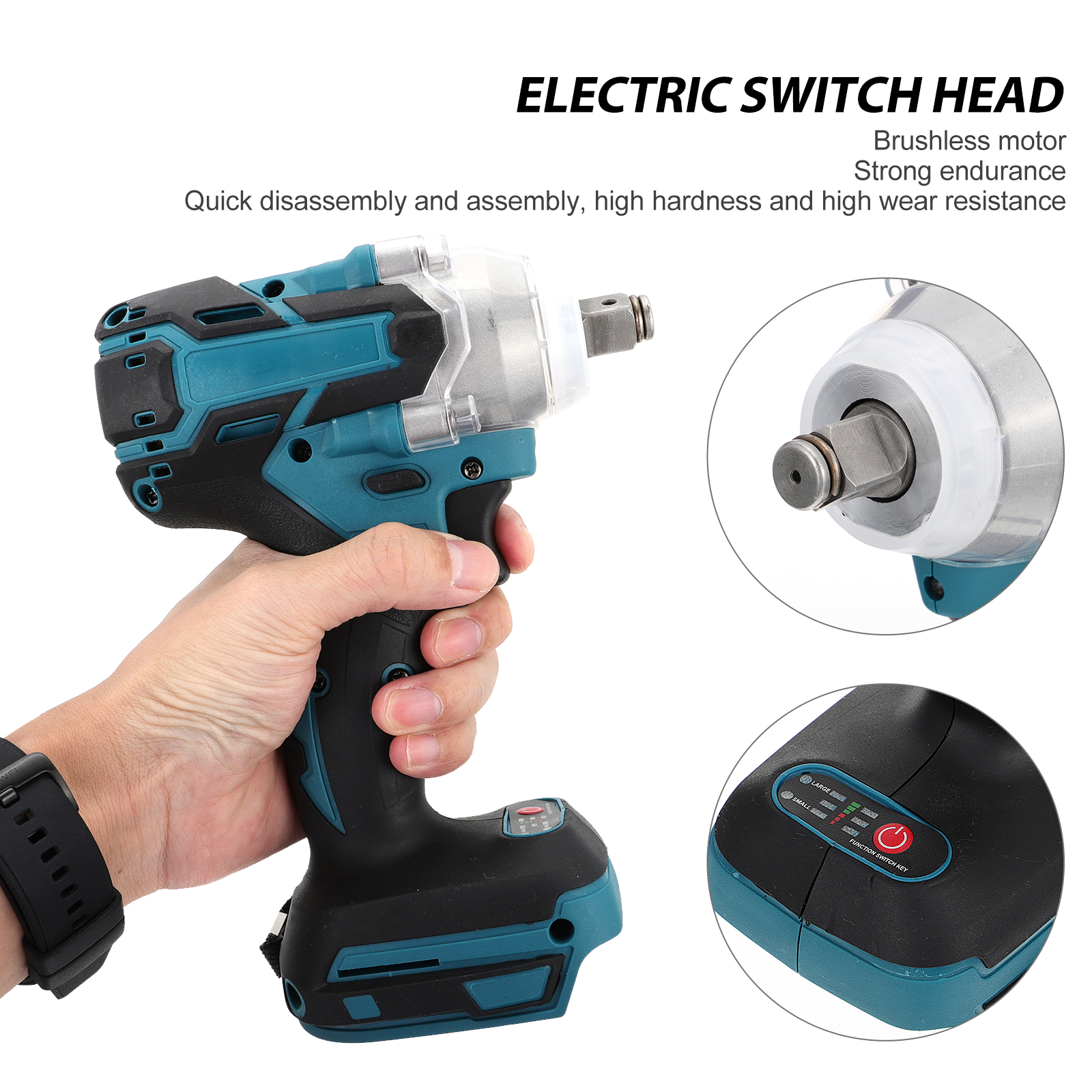 Pawsdot 1 Set Impact Wrench Kit Black Lithium Battery Heat Dissipation Power Tool