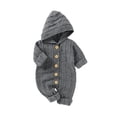 thumbnail image 6 of Qiylii Toddler Knitted Bodysuit, Solid Color Hooded Long Sleeves Rompers, 6 of 9