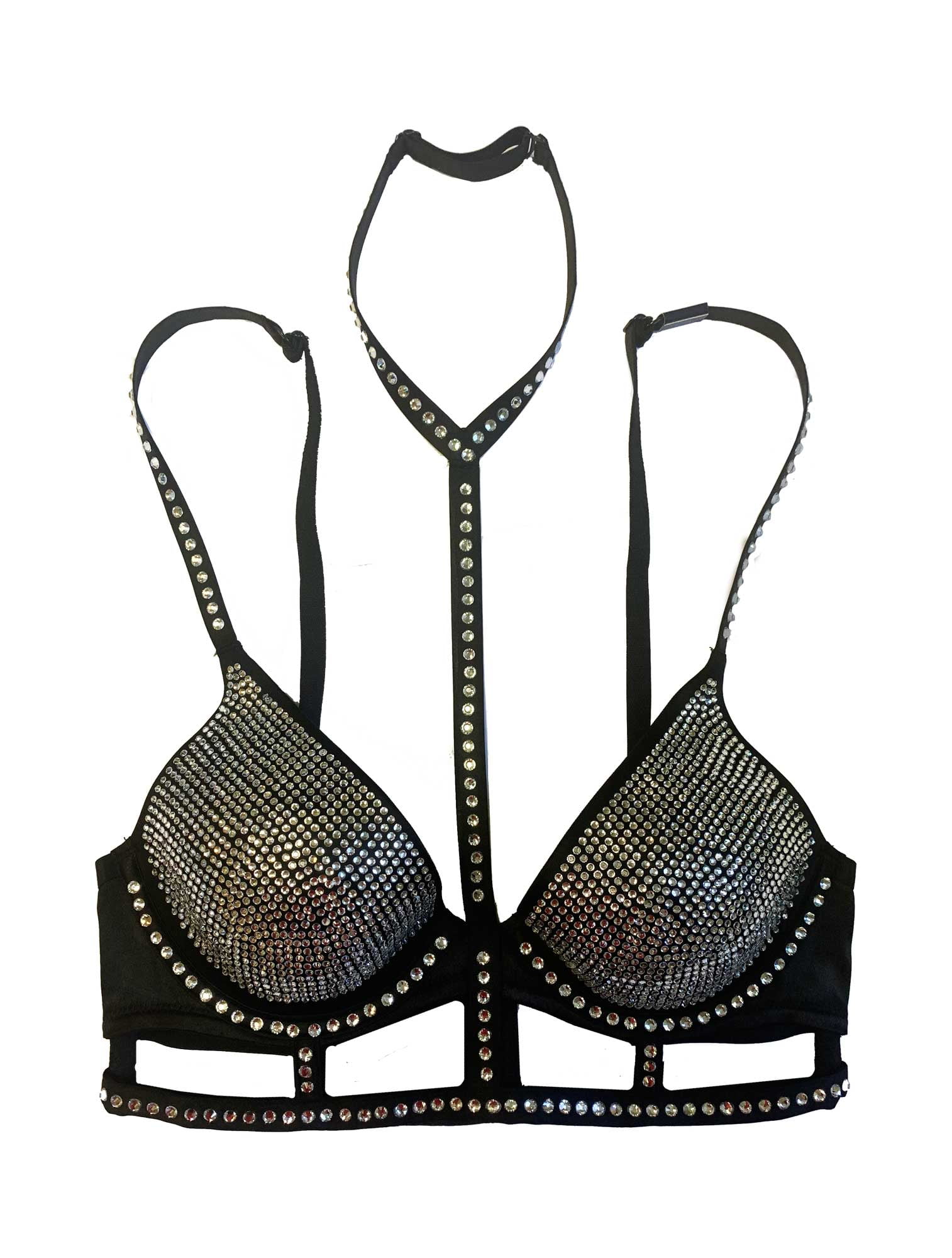 Victoria S Secret Fashion Show Very Sexy Rhinestones Long Line Bra Black 30c