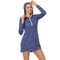 thumbnail image 2 of HDE Women's Swimwear Cover Up Dress Long Sleeve Tunic Navy Ditsy Floral L, 2 of 6
