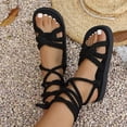 thumbnail image 6 of EliteGoogv Womens Lace Up Sandals Roman Style Flat Sandals Comfortable On Sandals Breathable Beach Summer Shoes For Women Casual Walking Footwear Black US :7, 6 of 8