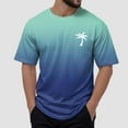 thumbnail image 2 of Lycaql T-Shirt Gradient Print Vacation Top T Shirt Men's Casual Crew Neck Male Summer Beach Gradient Print T Shirt Blouse Short Sleeve O Neck Tops T Shirt(Blue,L), 2 of 6