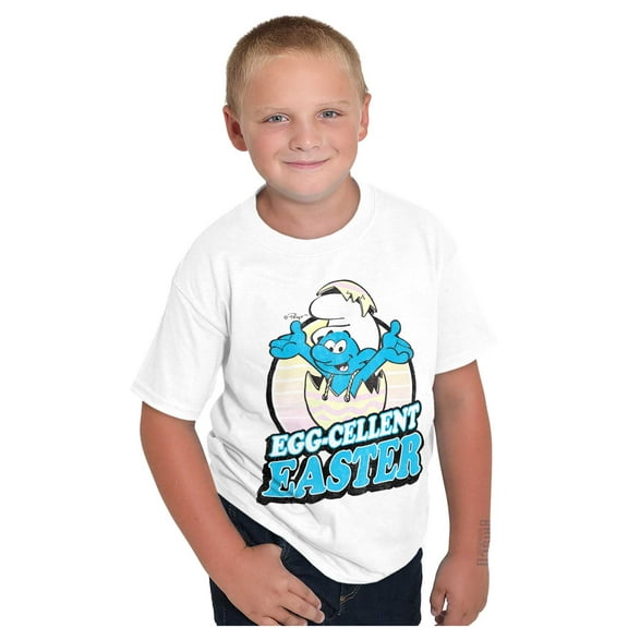 Smurfs Egg-Cellent Easter Egg Hunt Crewneck T Shirts Boy Girl Teen Brisco Brands S