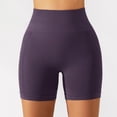 thumbnail image 2 of Pantalones cortos de yoga para mujer, cintura alta, elásticos, sin costuras, levantamiento de glúteos, medias deportivas para correr, fitness, morado L, 2 of 6