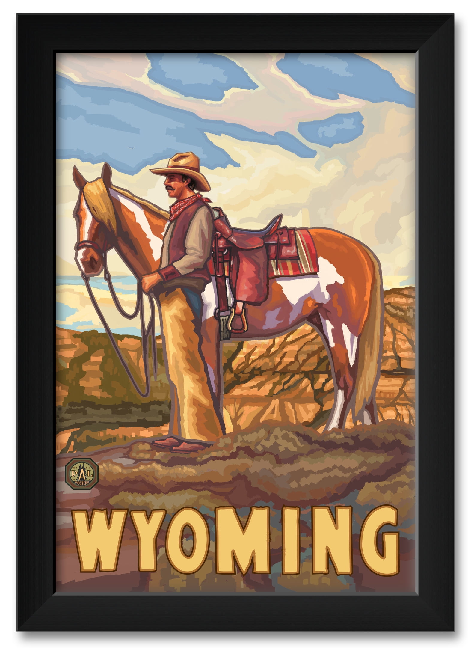 Wyoming Cowboy Framed Art Print by Paul A. Lanquist. Print Size 12" x