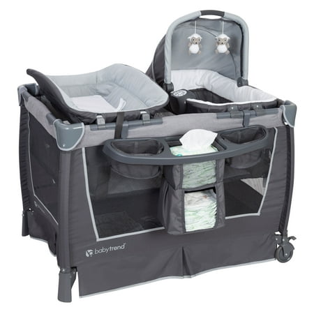 Baby Trend Retreat Nursery Center Playard with Bassinet and Travel Bag - Robin Gray - Gray