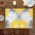 thumbnail image 3 of Abstract Flowers on Gray Placemats Set of 6,Wipeable Washable Table Mats for Dining Tables, Watercolor Yellow White Flowers Place Mats for Kitchen Event Party Tabletop Decor, 3 of 9