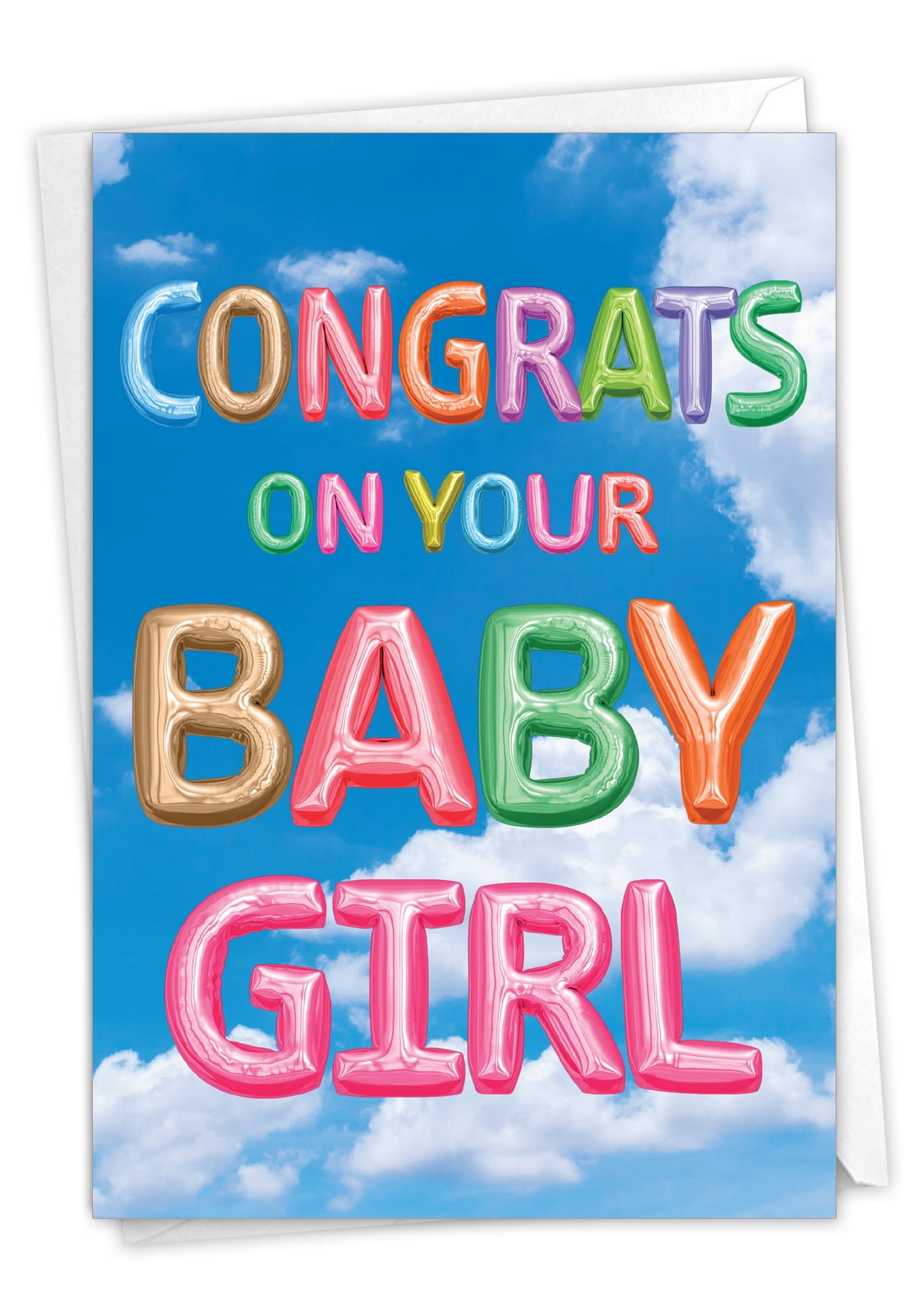1 Baby Card with Envelope - Baby Girl (Not 3D or Layered) C5651LBBG