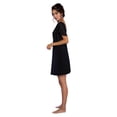 thumbnail image 3 of Women's Sleepwear Lightweight Super Soft Bamboo Short Sleeve V Neck Chiffon Detail Nightgown - Made in Turkey (Small, Black), 3 of 6