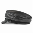 thumbnail image 4 of Men's Genuine Leather Rider-Style Newsboy Cap, Fashion Cadet Visor Hat, 4 of 6