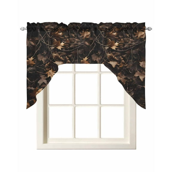 Withered LeavesVintage Brown Botanical Kitchen Swag Valances for Windows, Swag Valances Curtains for Living Room, Rod Pocket Window Treatments for Bathroom, Bedroom, Cafe, 56"x36"