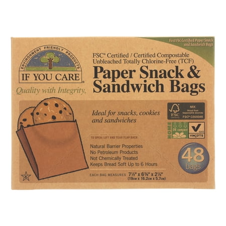 If You Care Unbleached Chlorine Free Paper Sandwich and Snack Bags - 48ct