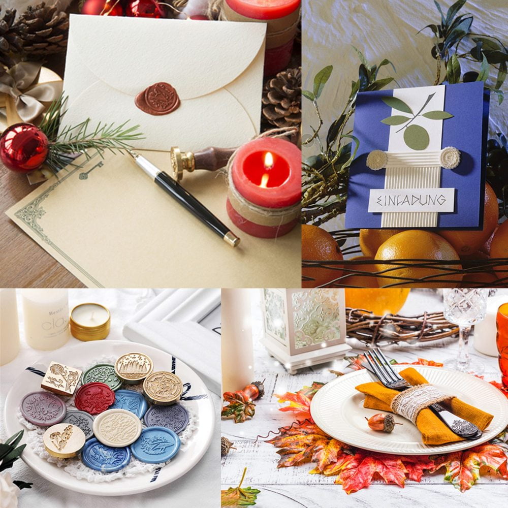 DIY Scrapbook Kits with Wood Alloy Wax Furnace Sealing Wax Sticks without Wicks Candle Metallic Marker Pens UV Gel Nail Art Tinfoil Marble Pattern Porcelain Cup Coasters Mixed color 9.8x7.6x6cm