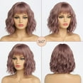 thumbnail image 5 of Short White Silver Wigs for Women Ombre Grey Wavy Bob Wig with Bangs Medium Length Synthetic Hair Water Wave Dark Roots Wig Gray Colorful Wigs（12 Inches）, 5 of 13