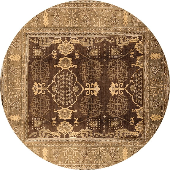 Ahgly Company Indoor Round Oriental Brown Industrial Area Rugs, 6' Round