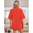 thumbnail image 5 of Women 2 Piece Outfit Summer Short Sleeve Top and Shorts Sweatsuit Set Orange Red S, 5 of 7