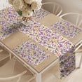 thumbnail image 2 of Ambesonne Floral Table Runner & Placemats, Blossoming Spring Florals, Placemat 4 pcs + Runner 14"x72", Violet Earth Yellow, 2 of 2