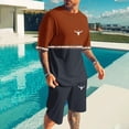 thumbnail image 2 of Track Suits Mens Crew Neck Short Sleeve Lightweight Shirts Short Pants Sets Men's Fashion Comfy Casual Leisure Outdoor Sports Suit Set, 2 of 6