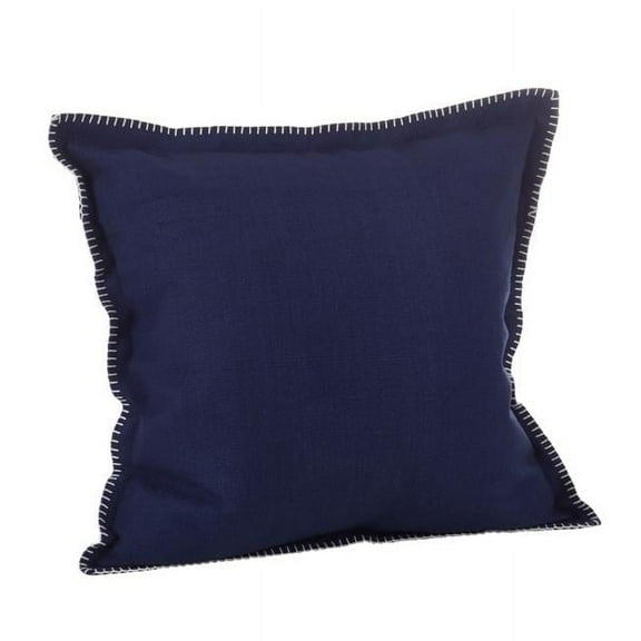 SARO Celena Whip Stitched Flange Design Down Filled Throw Pillow - Navy Blue - 20 in.