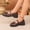 Brown, variant on Women Leather Bow Single Strap Mary Jane Loafers Round Toe Low Chunky Platform Heel Shoes for Campus, Dinner Date & Multi Occasion Brown 9.5(43)