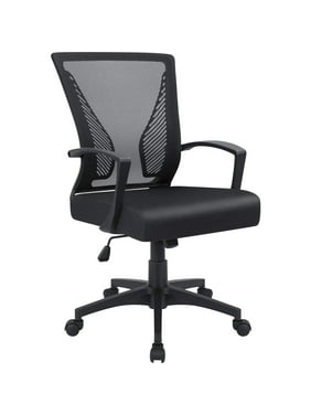 Walnew Mesh Mid Back Office Chair with Lumbar Support and Armrest, Black