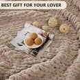 thumbnail image 6 of Chunky Knit Blanket Throw: 50''x60'' Chenille Chunky Knitted Throw Blanket for Bed Couch - Handmade Thick Big Cable Knit Blanket - Large Crochet Rope Blanket for Home Decor(Light Taupe), 6 of 7