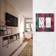 thumbnail image 5 of Yayeee Rocker Switch Wall Plate 3-Gang 6.5"x4.6" Home Decorative Outlet Cover, Vibrant Green Tartan Pattern, 5 of 6
