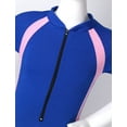 thumbnail image 6 of Mufeng Kids One Piece Shorty Swimsuit Zipper Front Rash Guard Swimwear Athletic Bathing Suit Wetsuit Blue 12, 6 of 7