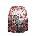 thumbnail image 2 of Xoenoiee Retro Floral Zebra Butterfly Pattern Girls Hoodies Long Sleeve Sweatshirt Pullover Hoodies for Fall Winter Hooded Tops Playwear for Kids Traveling Walking Running, M, 2 of 7
