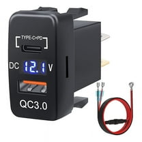 12V-24V USB Outlet Dual Quick Charge 3.0 & PD C Port Charger Socket Power Adapter for Car Boat Marine Truck-A