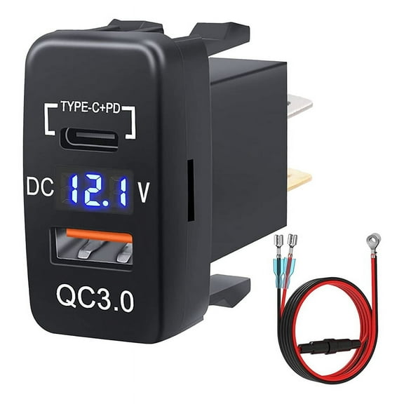 12V-24V USB Outlet Dual Quick Charge 3.0 & PD C Port Charger Socket Power Adapter for Car Boat Marine Truck-A