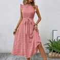 thumbnail image 1 of Ovzne Robes pour Femmes 2025 Robe Mode Femmes Été Décontractée Col Rond à Volants Manches Courtes Robe Unie Robe pour Femmes Manches Courtes Liquidation, 1 of 6