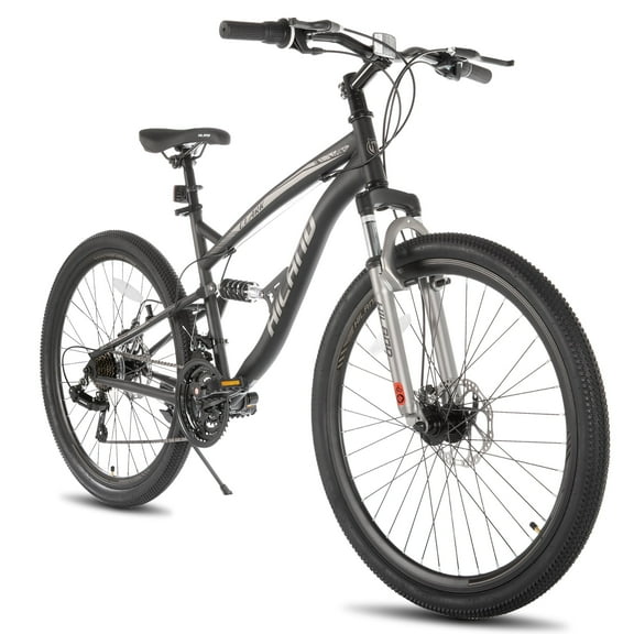 Hiland Full-Suspension Mountain Bike, Shimano 21 Speeds, 26 Inch Wheels, for Men Women MTB Bicycle Trail Bike, Black