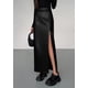 thumbnail image 4 of Falda PRETTYGARDEN 2025 de cuero sintético, tiro alto, maxi, negra, talla M, 4 of 5