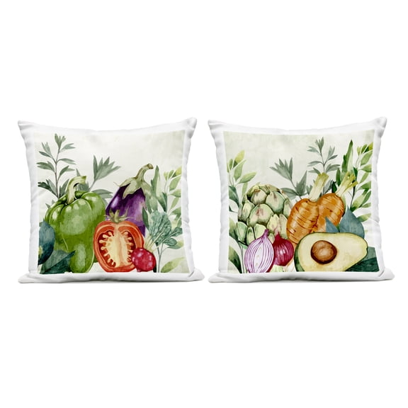 Stupell Industries Organic Kitchen Garden Vegetables Design by Kim Allen Outdoor Printed Pillow (Set of 2)
