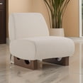 thumbnail image 6 of Benjara Cid Bob 29 Inch Accent Chair, Off White Fabric, Curved Back, Brown Wood, 6 of 6