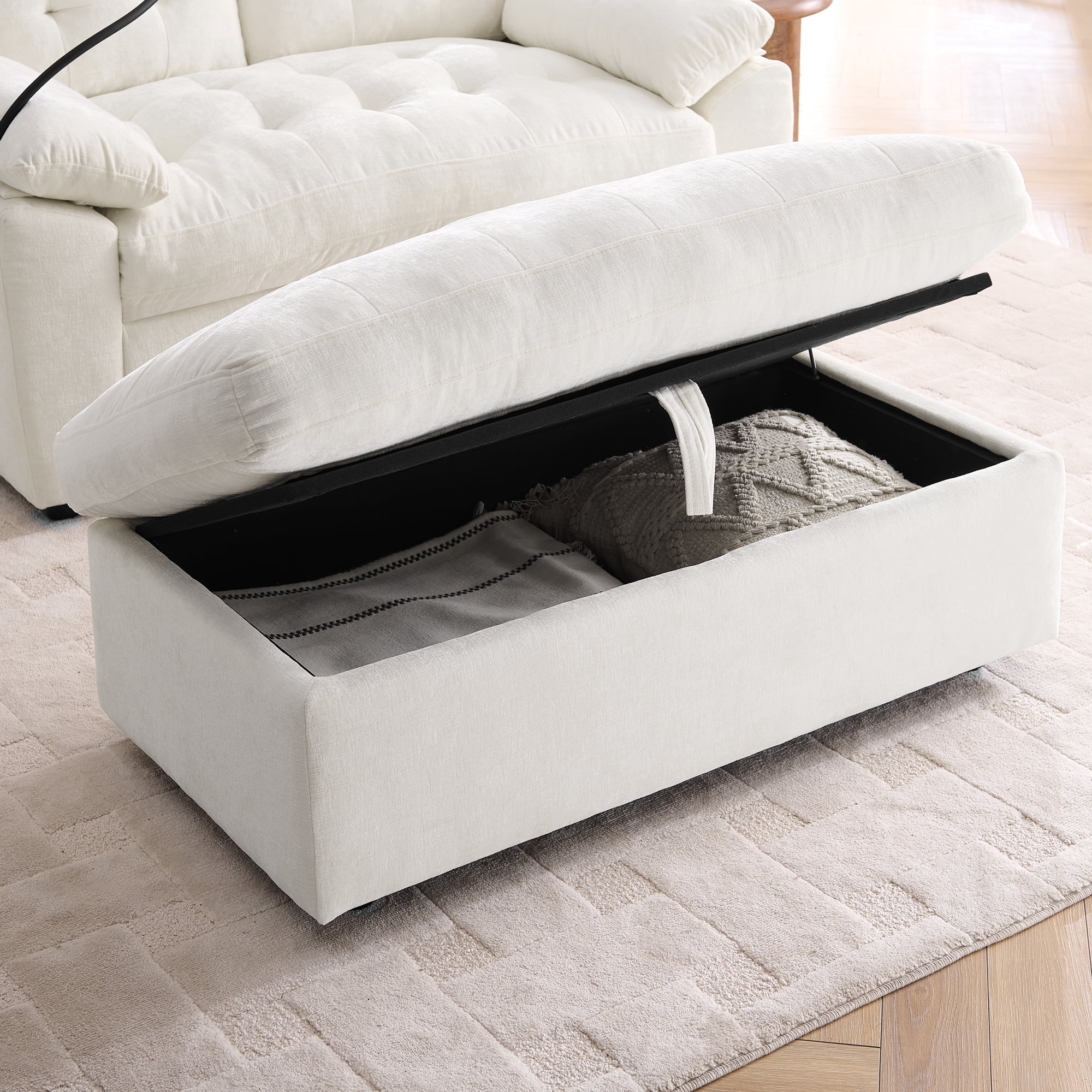 Recliner Loveseat with Adjustable Backrest, Cup Holders, USB Charging Port, Phone Stand and Storage Ottoman