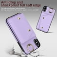 thumbnail image 3 of ShellTech for iPhone X/XS Case with Card Holder and Strap - Zipper Pocket,Crossbody Lanyard Strap,Credit Card Holder,Stand Ring,Cute Phone Wallet Case for Women,Purple, 3 of 10
