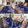 thumbnail image 6 of Independence Day Washable Area Rug 6 x 9 ft Retro Red Blue USA Flag Floral Star Dark Blue, Soft Non Slip Rugs Stain Repellent Indoor Felt Carpet for Living Dining Room Bedroom Home Office, 6 of 9