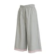 thumbnail image 4 of Ugoldhm Girls Lace Trim Elastic Waist Wide Leg Cropped Pants with Scalloped Hem for Summer Casual Wear, 4 of 5