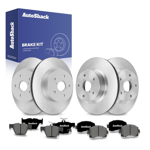 AutoShack Front Vented & Rear Vented Coated Brake Rotors Premium Ceramic Brake Pads 12-PC Brake Kit Replacement for 2020-2025 Subaru Outback 2020-2025 Subaru Legacy ArmorStop
